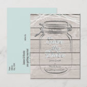 Bewaar de datum Mason Jar & String Lights Trouwfee Aankondigingskaart (Voorkant / Achterkant)