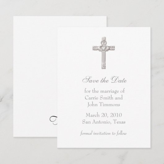 Bewaar de datum met Claddagh Cross Save The Date (Voorkant / Achterkant)