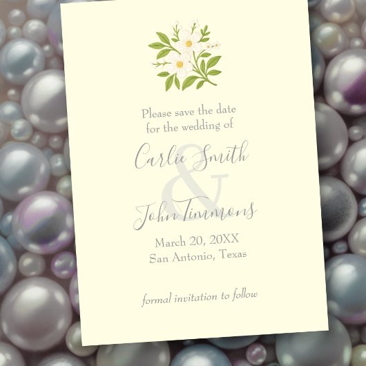 Bewaar de datum met witte bloemen save the date