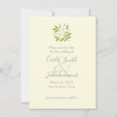 Bewaar de datum met witte bloemen save the date (Voorkant)