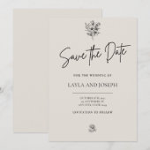 Bewaar de datum minimalistische bloemkaart save the date (Voorkant / Achterkant)