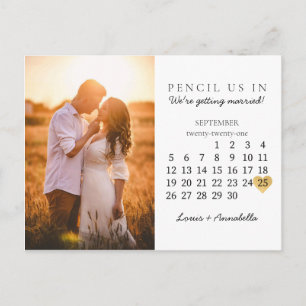 Bewaar de datum Modern Calendar Gold Heart Sept 20 Briefkaart
