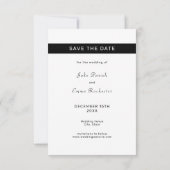 Bewaar de datum Modern Monogram Black White Stripe Save The Date (Achterkant)
