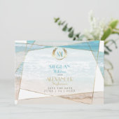 Bewaar de datum | Modern Monogram Geometrisch Stra Save The Date (Staand voorkant)