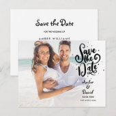 Bewaar de datum Modern script foto Briefkaart (Voorkant / Achterkant)