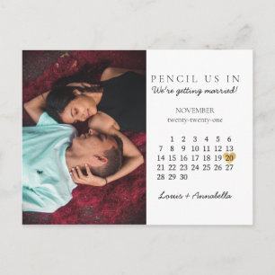 Bewaar de datum Moderne kalender Gouden Hart Nov 2 Briefkaart