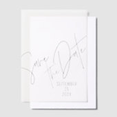 Bewaar de datum Moderne Typografie Overlay Vellum Uitnodigingen (Offset)