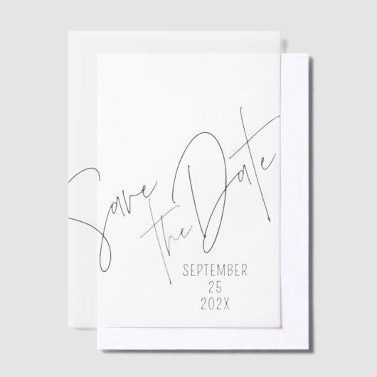 Bewaar de datum Moderne Typografie Overlay Vellum Uitnodigingen (Offset)