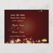 Bewaar de datum, monogram + champagnebubbels aankondigingskaart (Achterkant)