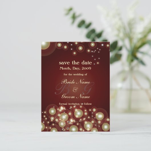 Bewaar de datum, monogram + champagnebubbels aankondigingskaart (Staand voorkant)