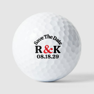 BEWAAR DE DATUM Monogram Initiaal & Rode Ampersand Golfballen