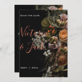 Bewaar de datum Moody Bloemen, sinaasappel wit Blo Kaart (Voorkant / Achterkant)