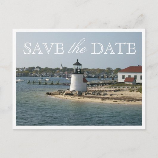 Bewaar de datum Nantucket Wedding Brant Point Ligh Aankondigingskaart (Voorkant)