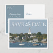 Bewaar de datum Nantucket Wedding Tranquil Harbor Aankondigingskaart (Voorkant / Achterkant)