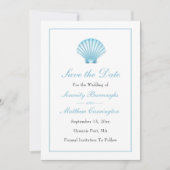 Bewaar de datum Nautical Beach Seashell Wedding Aankondiging (Voorkant)