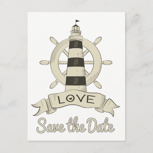 Bewaar de datum Nautical Lighthouse Verloving Briefkaart (Voorkant)