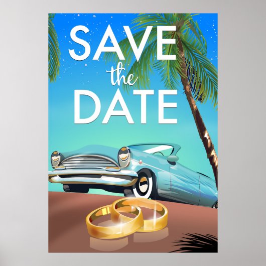 Bewaar de datum oldtimer en trouwringen. poster (Voorkant)