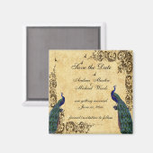 Bewaar de datum, pauw, aangepaste magneet (Voorkant / Achterkant)