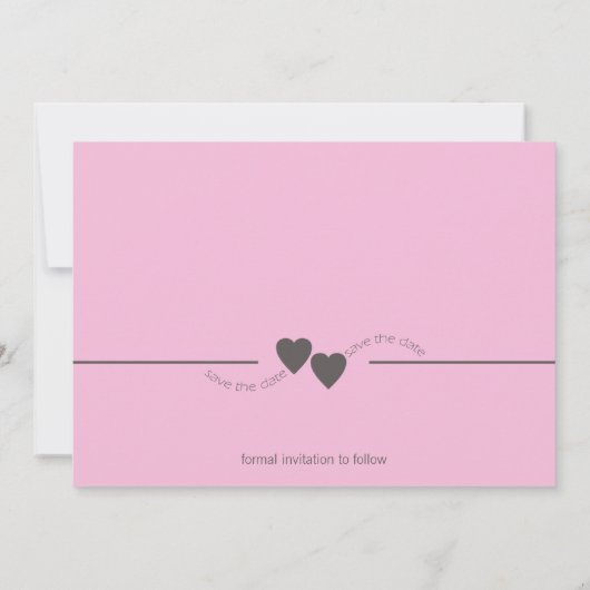 Bewaar de datum Pink Hearts Save The Date (Achterkant)