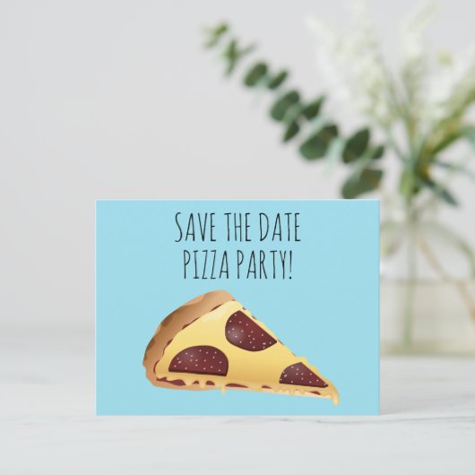 BEWAAR DE DATUM PIZZA PARTY INVITATIONS BRIEFKAART (Staand voorkant)