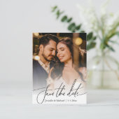 Bewaar de datum QR Code paar 2 foto's minimalistis Aankondigingskaart (Staand voorkant)