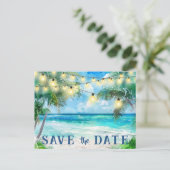 Bewaar de datum QR code Tropical Beach aankondigin Briefkaart (Staand voorkant)