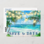 Bewaar de datum QR code Tropical Beach aankondigin Briefkaart (Voorkant / Achterkant)