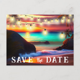 Bewaar de datum QR code Tropical Beach aankondigin Briefkaart