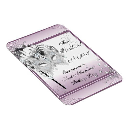Bewaar de datum Quinceanera Sweet 16 Masquerade Magneet (Rechterzijde)