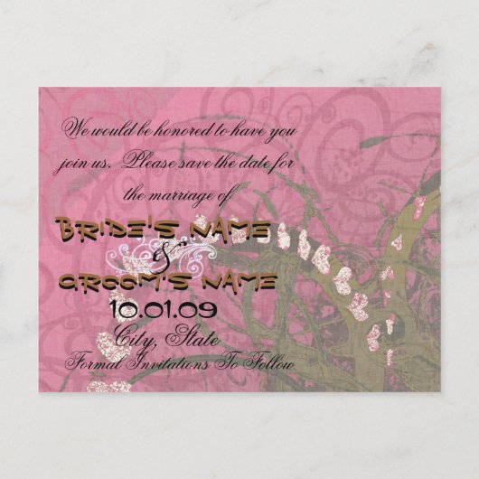 Bewaar de datum Rasberry Hearts - Aankondigingskaart (Achterkant)