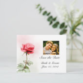 Bewaar de datum - Red Rose Photo Briefkaart (Staand voorkant)