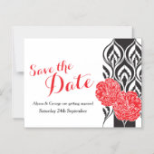 Bewaar de datum rode dianthus bruiloft magnetische uitnodiging (Voorkant)