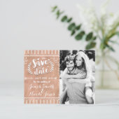 Bewaar de datum Rustic Glam Rose Goud Foto Aankondigingskaart (Staand voorkant)