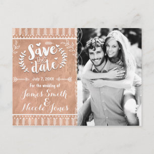Bewaar de datum Rustic Glam Roze Gouden Foto Aankondigingskaart
