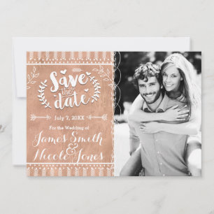 Bewaar de datum Rustic Glam Roze Gouden Foto Save The Date