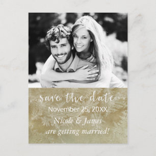 BEWAAR DE DATUM Rustic Kraft Papier Winter Foto Be Aankondigingskaart
