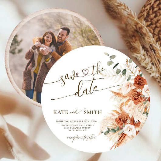 Bewaar de datum Rustic Wood Cut Kaart