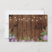 Bewaar de datum Rustic Wood Lila Flowers Invite Save The Date (Achterkant)