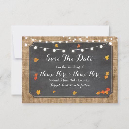 Bewaar de datum Rustic Wood Rustic Herfst Invite Save The Date (Voorkant)