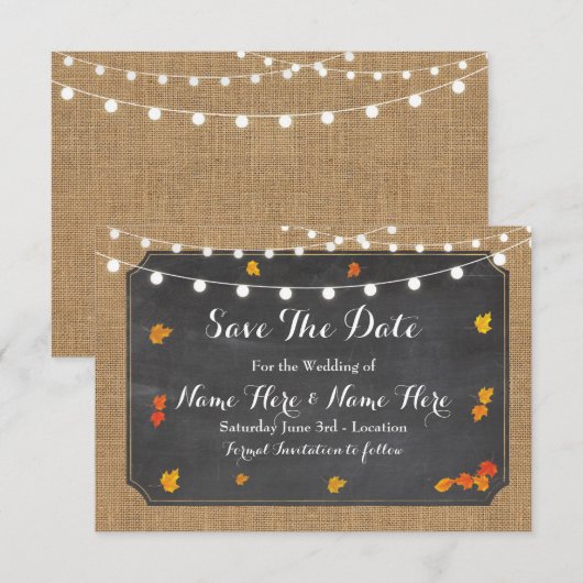 Bewaar de datum Rustic Wood Rustic Herfst Invite Save The Date (Voorkant / Achterkant)