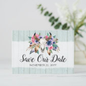 Bewaar de datum Rustieke Bloemen Koe Schedel Boho  Save The Date (Staand voorkant)