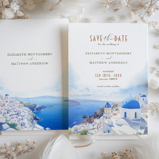 Bewaar de datum Santorini Griekenland Bestemming Kaart