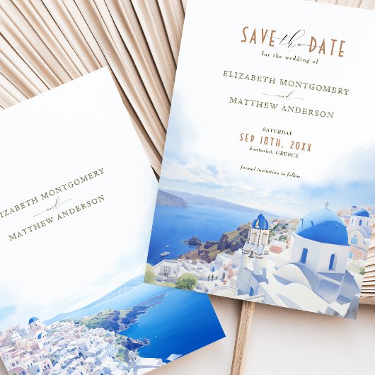 Bewaar de datum Santorini Griekenland Bestemming Kaart