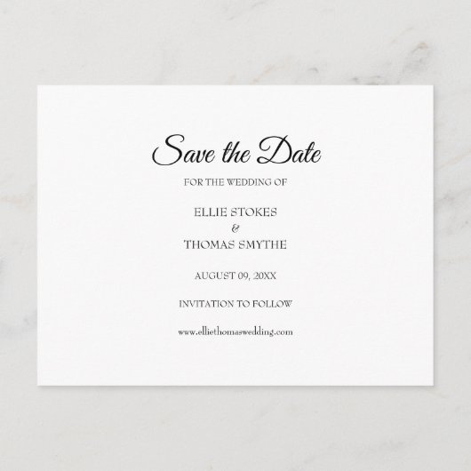 Bewaar de datum script eenvoudig elegante foto aankondigingskaart (Achterkant)