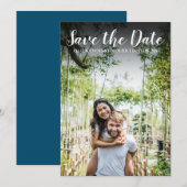 Bewaar de datum script eenvoudig modern foto save the date (Voorkant / Achterkant)