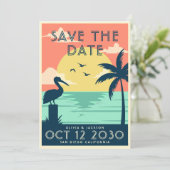 Bewaar de datum Strand Bestemming Bruiloft Kaart (Staand voorkant)