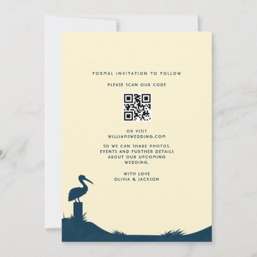 Bewaar de datum Strand Bestemming Bruiloft Kaart (Achterkant)