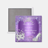 Bewaar de datum Sweet 16 Masquerade Paarse Magneet (Voorkant / Achterkant)