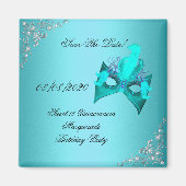 Bewaar de datum Sweet 16 Quinceanera Masquerade Bl Magneet (Voorkant)