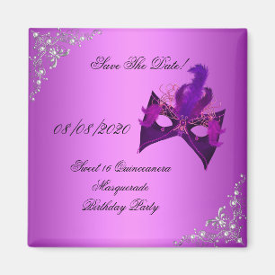 Bewaar de datum Sweet 16 Quinceanera Masquerade Ro Magneet